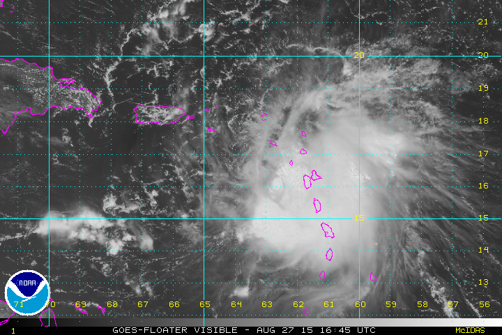 Tropical Storm Erika is about to hit Puerto Rico - more rain than surf in the forecast.