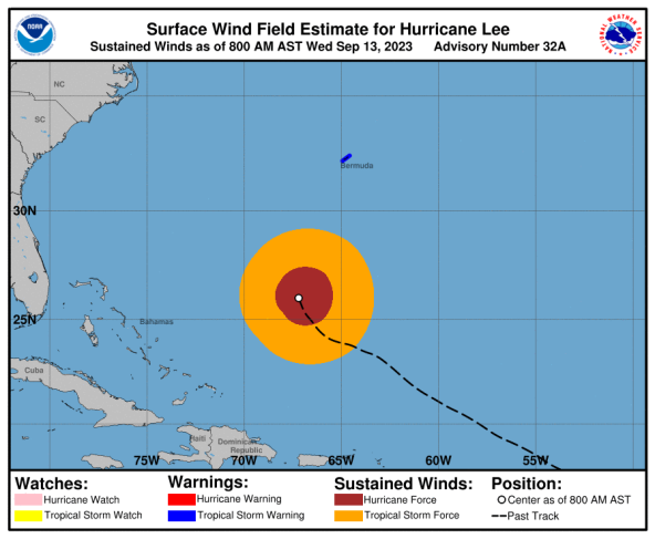 Hurricane Lee is a MASSIVE hurricane with a large wind field.